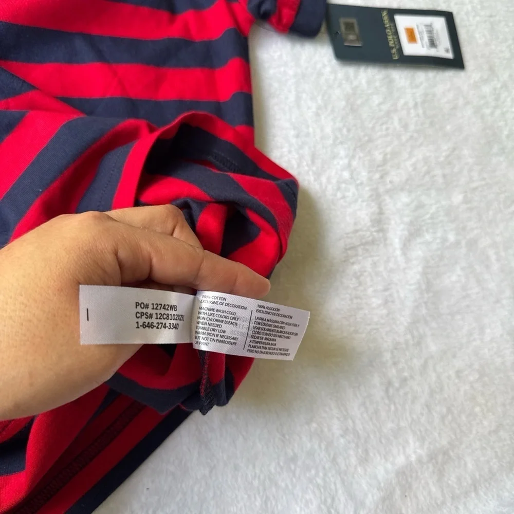 NEW U.S. Polo Assn. Kids Polo in Red and Navy Stripes